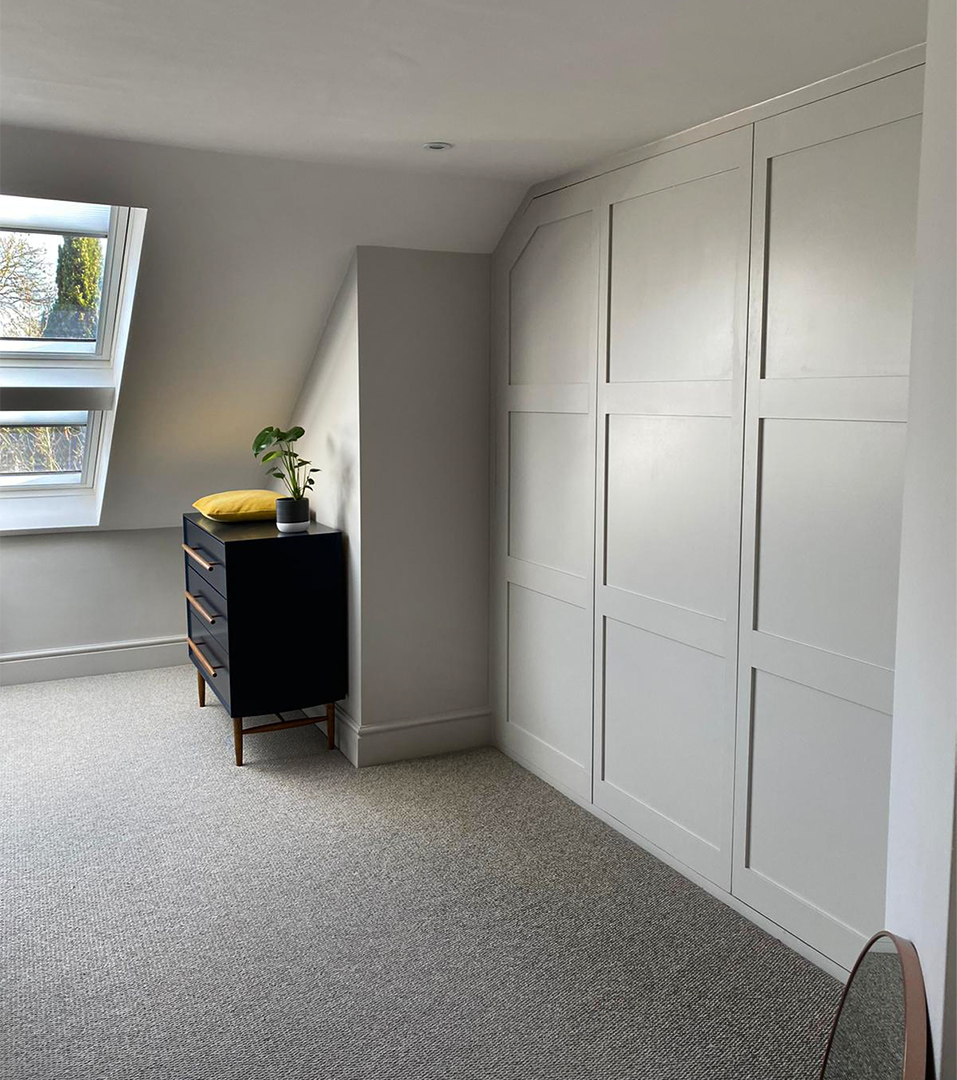 Teal Bedroom Loft Conversion Built In Storage